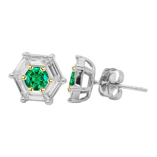Brillantschliff Smaragd Ring in 14 Karat Zweifarbig Gold – Hauptansicht