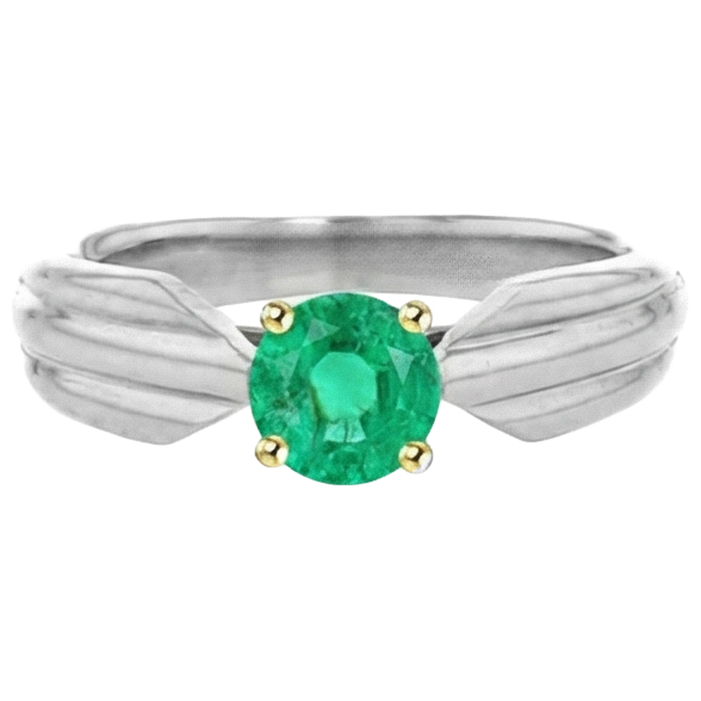 Brillanter Kolumbianischer Smaragd Edelstein-Ring 1 Karat – Profilansicht