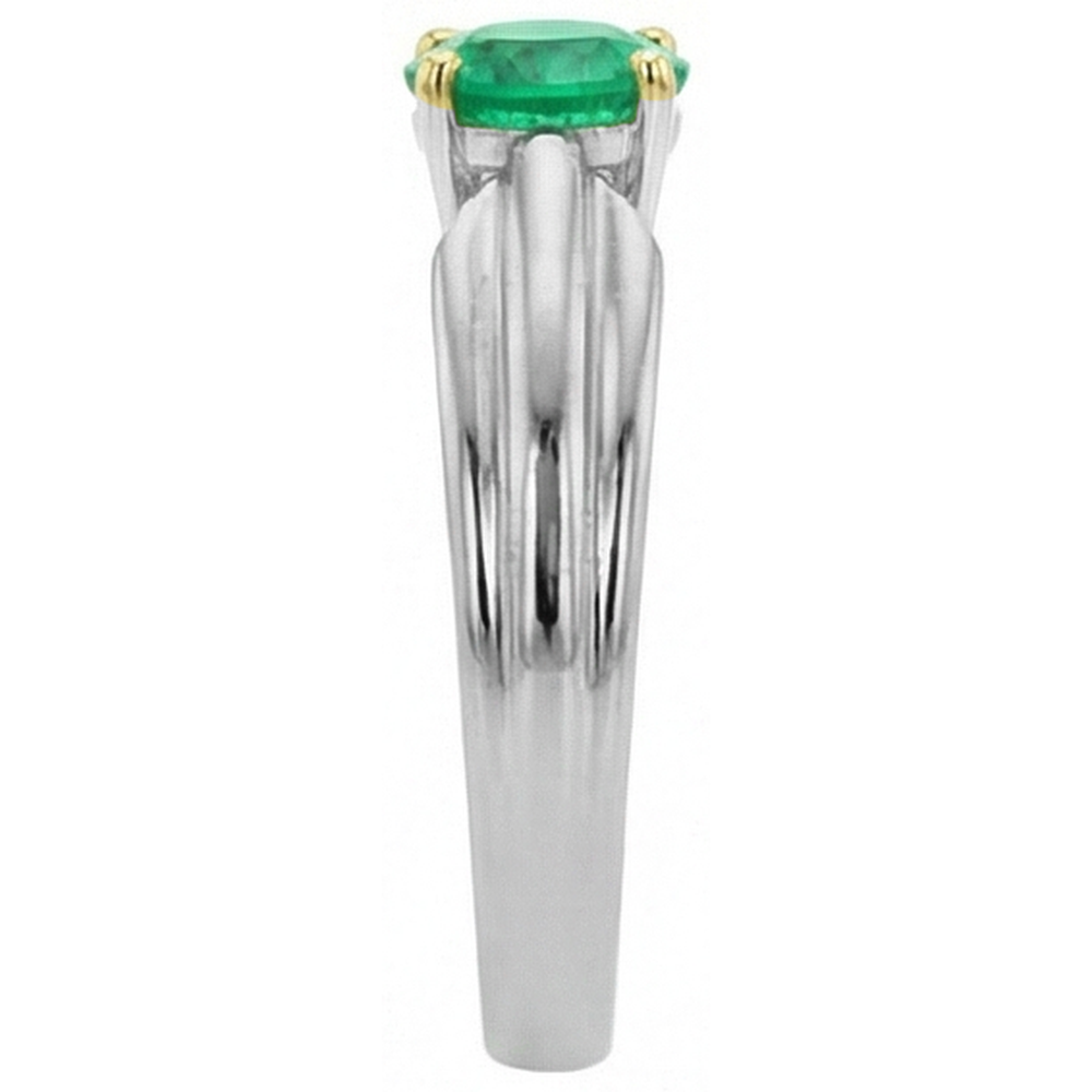 Rund-Brillant Kolumbianischer Smaragd Ring in Bicolor 14K Gold – Draufsicht