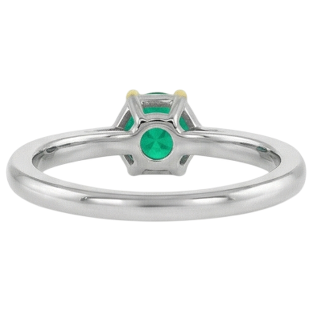 Edler Smaragd Rund-Brillant Schmuckstein-Ring in 14 Karat Zweifarbig Gold – Detailansicht