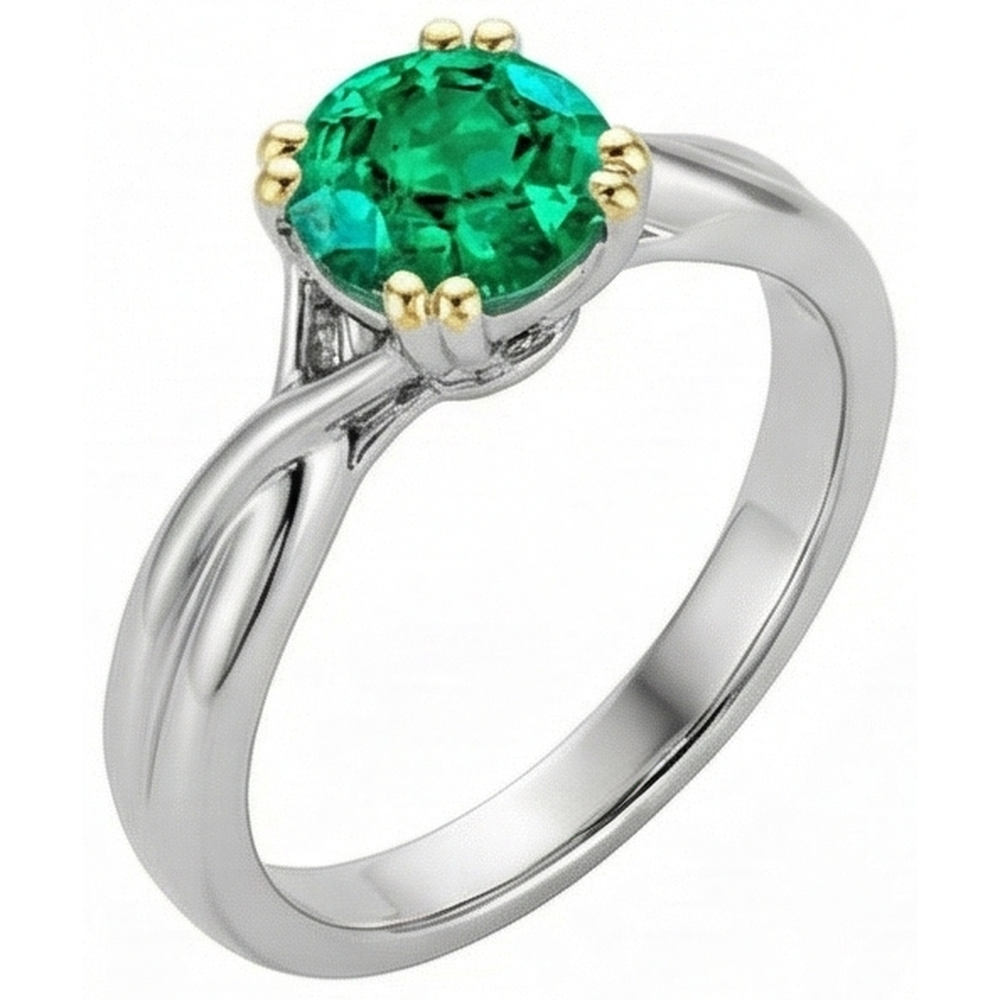 Strahlender Smaragd Edelstein-Ring 2 Karat – Frontansicht