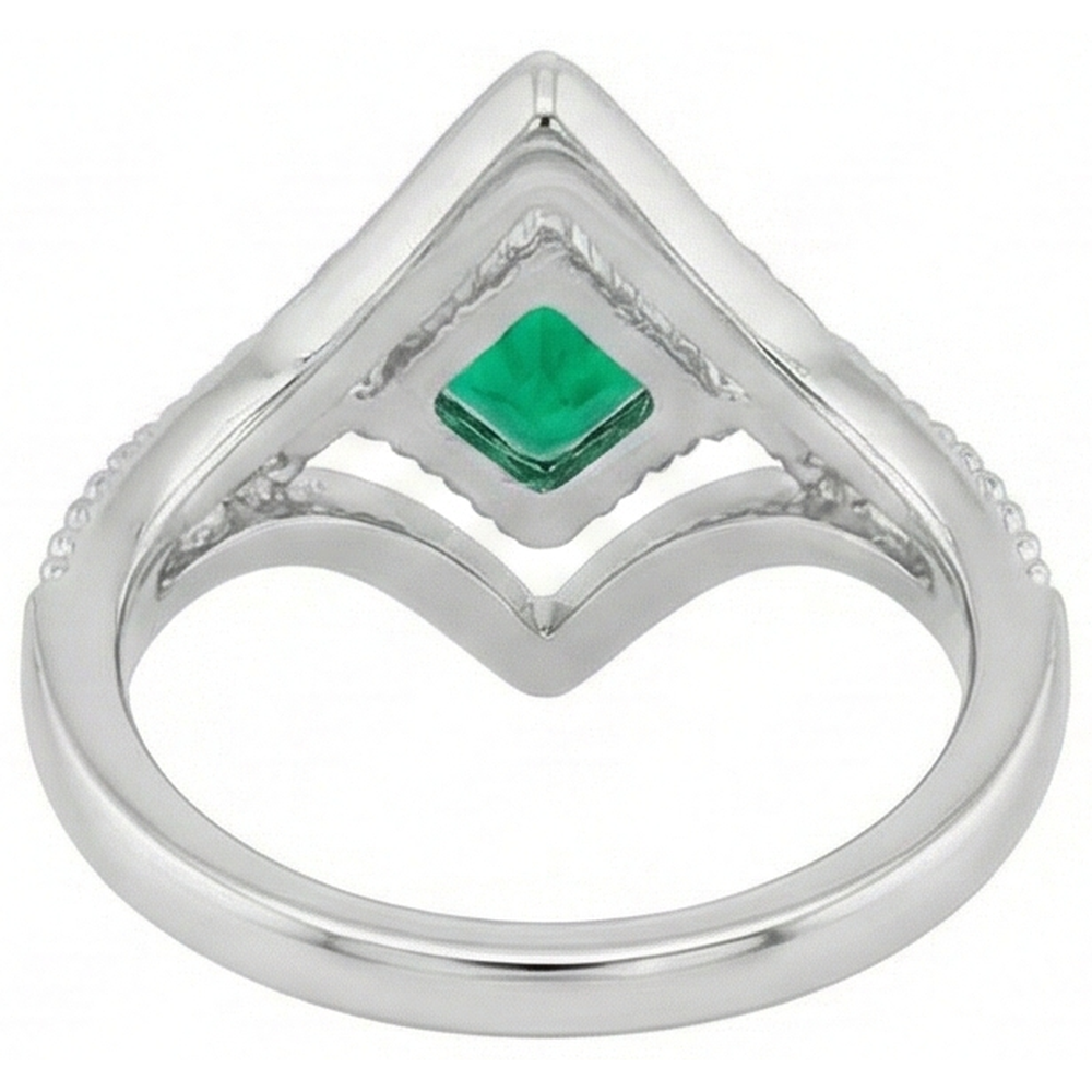 Prinzess Smaragd Ring in Zweifarbiges 14K Gold – Rückansicht