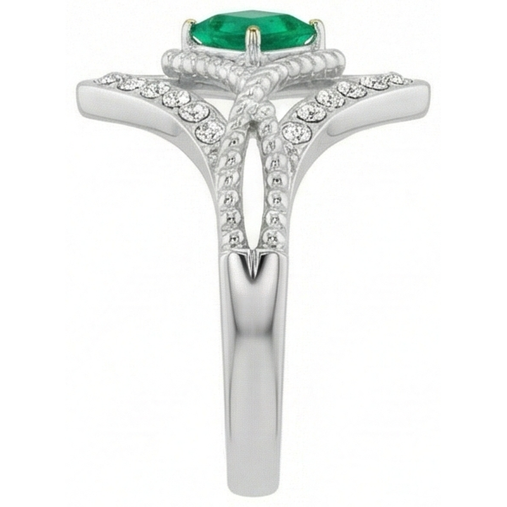 Prinzess Smaragd Ring in Zweifarbiges 14K Gold – Draufsicht