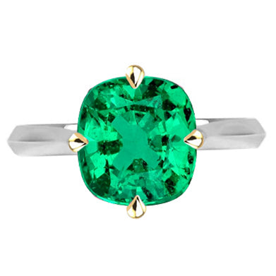 Schmuckstein-Ring Bicolor 14K Gold mit Edler Smaragd – Hauptansicht
