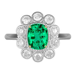 Smaragd Vintage Schmuckstein-Ring 2 Karat in Zweifarbiges 14K
