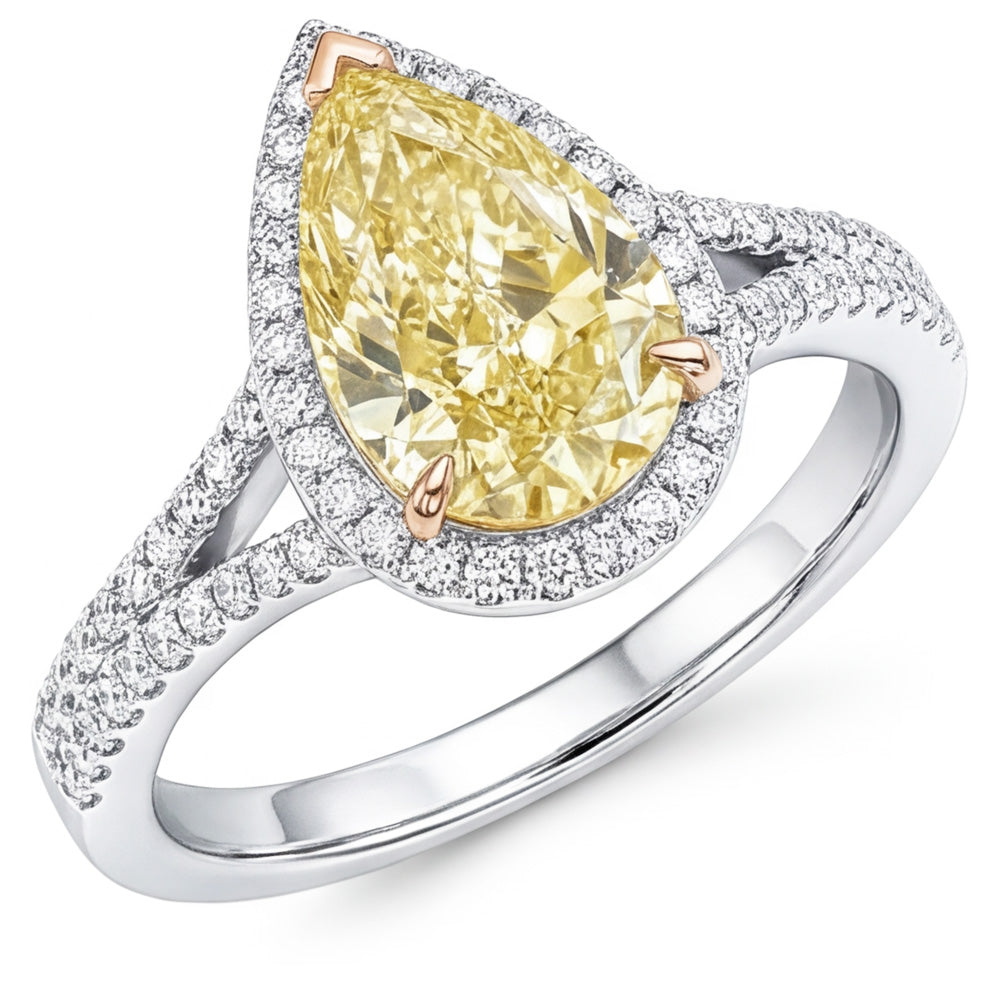 VVS Halo-Verlobungsring – Gelber Kanarienvogel-Diamant 2 Karat