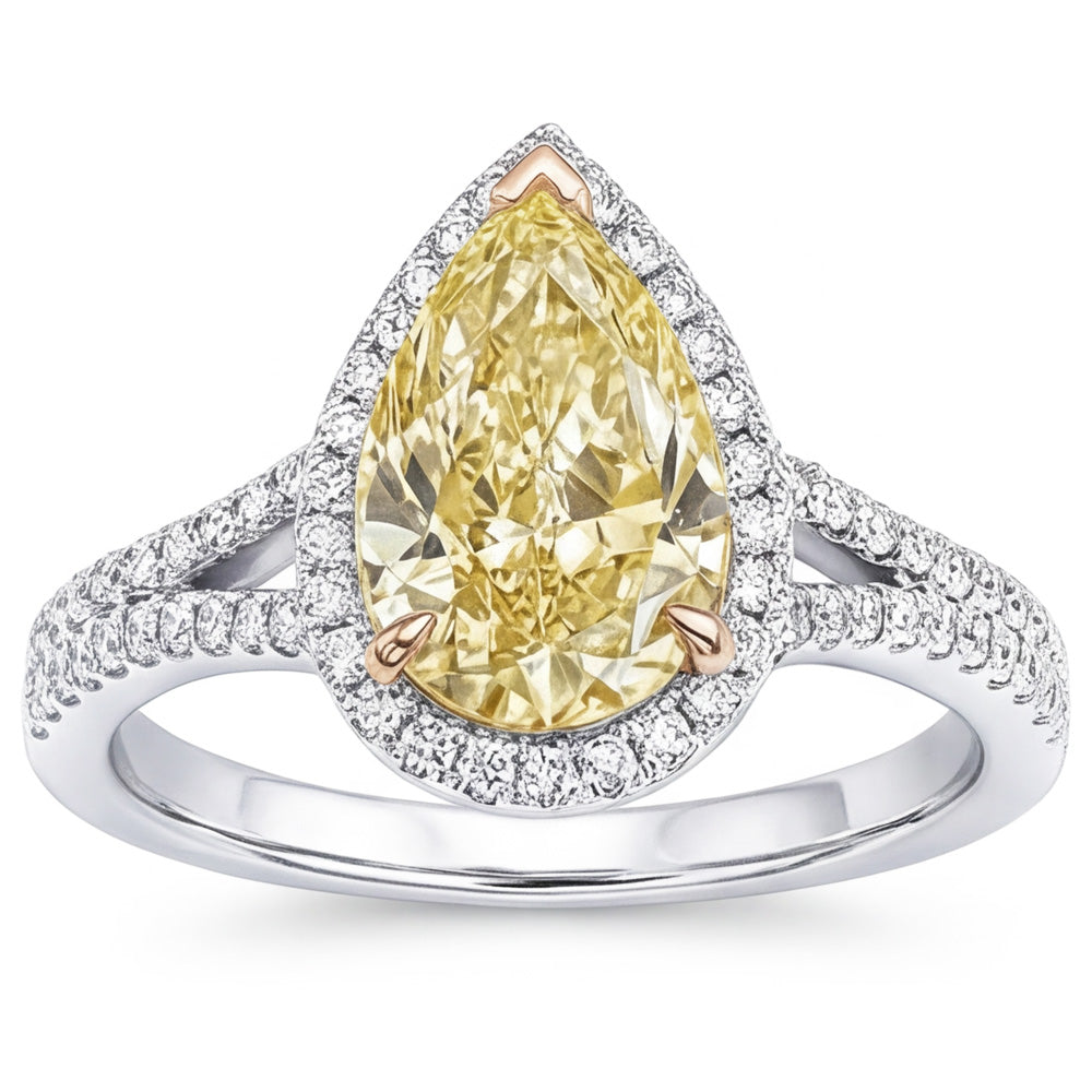VVS Halo-Verlobungsring – Gelber Kanarienvogel-Diamant 2 Karat