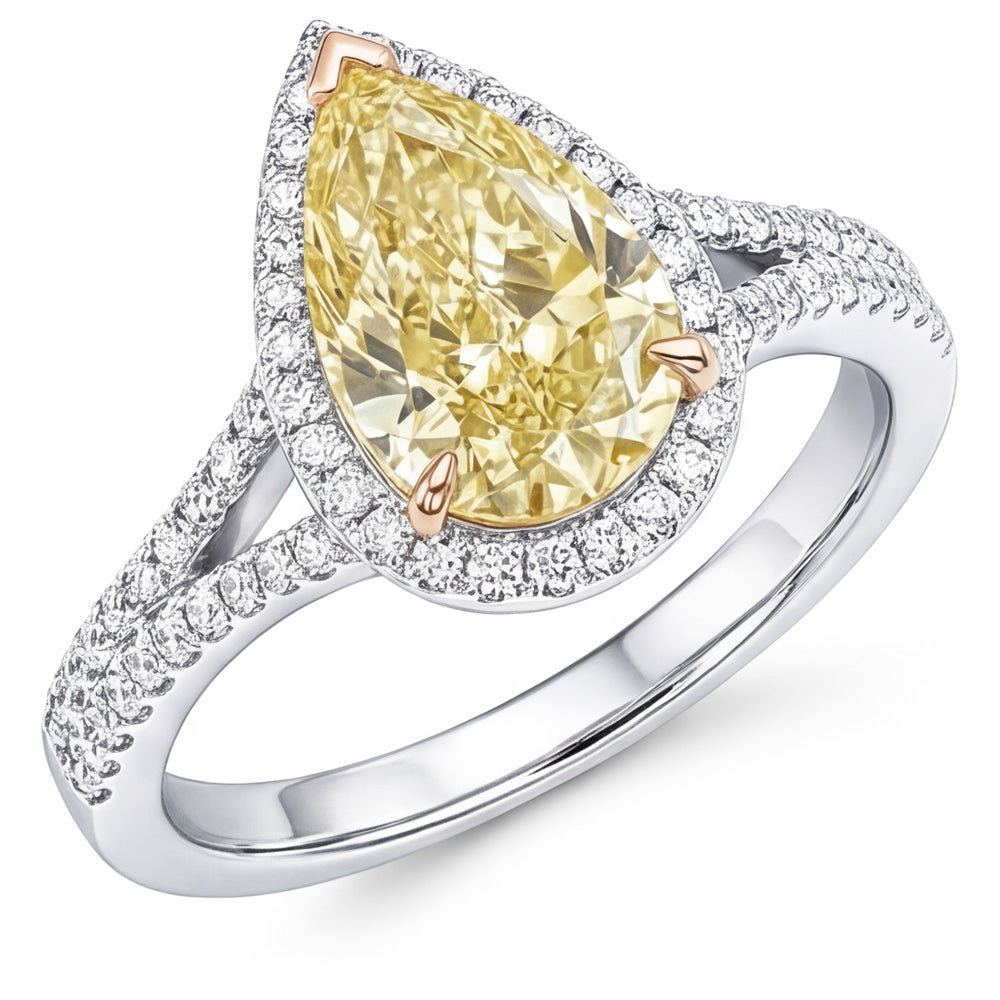 VVS Halo-Verlobungsring – Gelber Kanarienvogel-Diamant 2 Karat