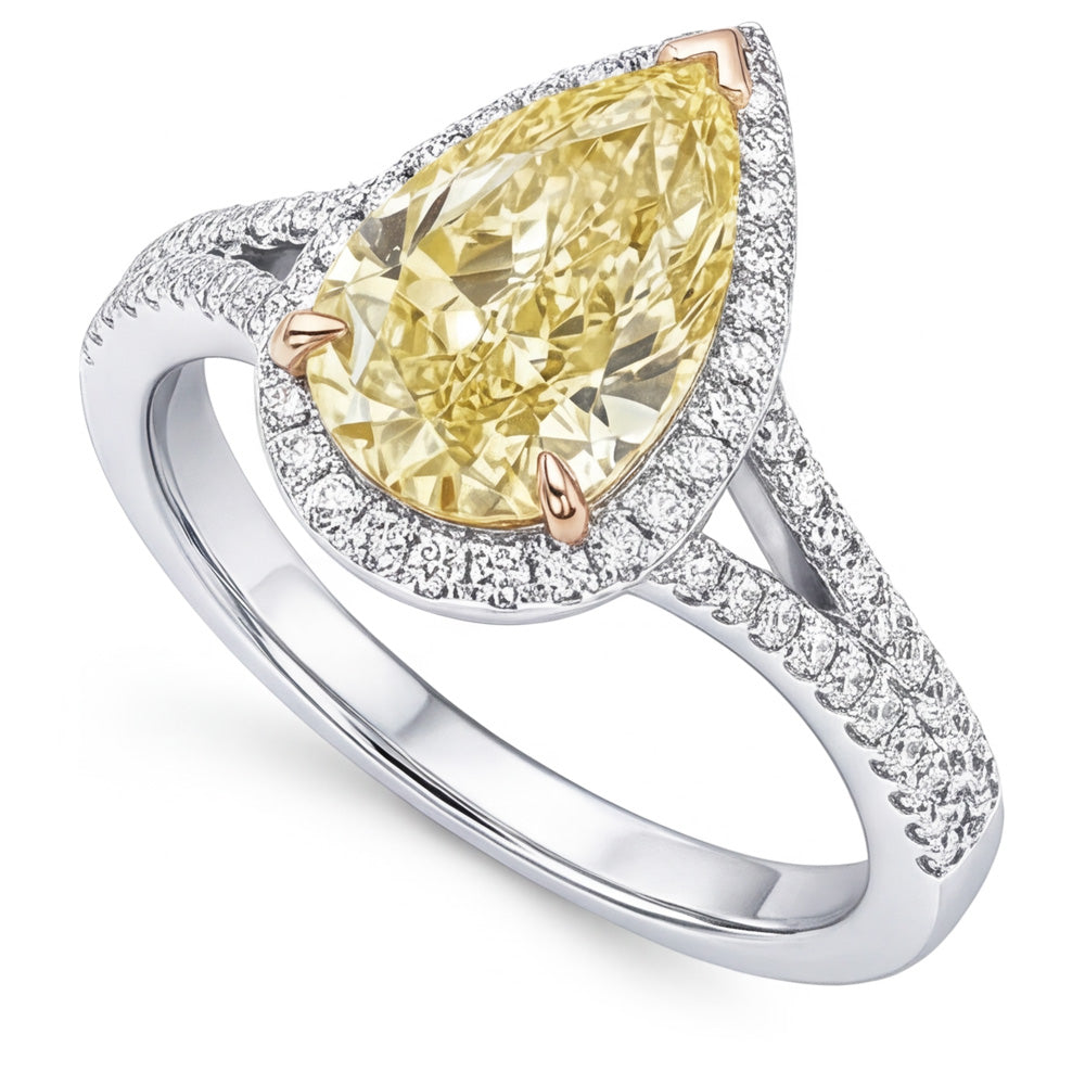 VVS Halo-Verlobungsring – Gelber Kanarienvogel-Diamant 2 Karat