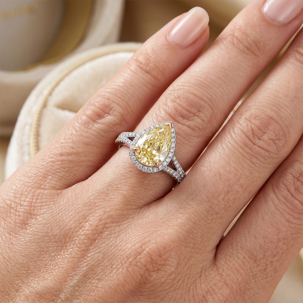 VVS Halo-Verlobungsring – Gelber Kanarienvogel-Diamant 2 Karat