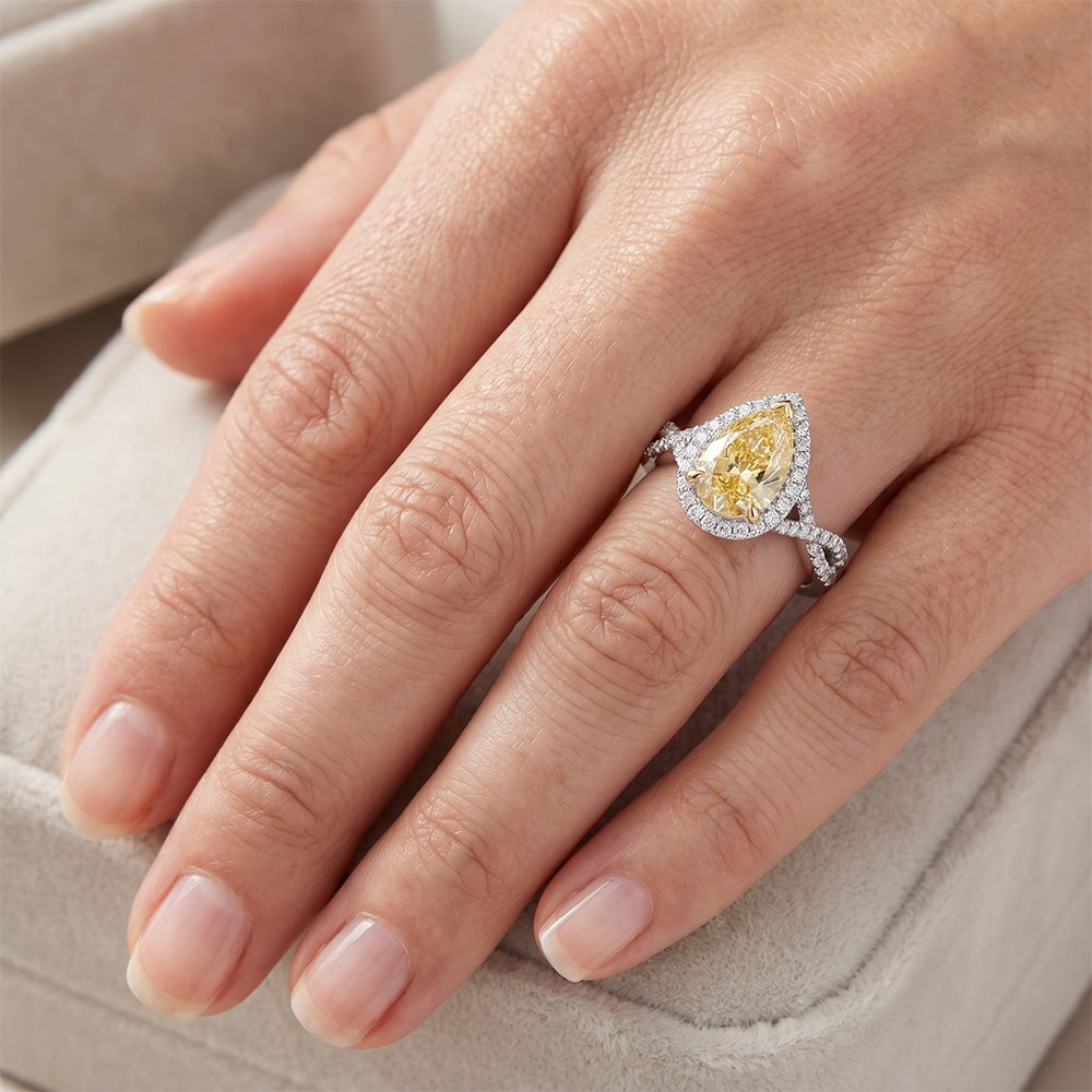 VVS Reinheit Halo-Verlobungsring – Kanariengelber Diamant 1,50