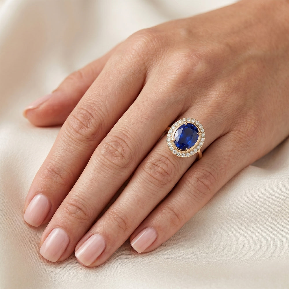 VVS Reinheit Royalblauer Saphir Farbstein-Ring 4,75 Karat – 14