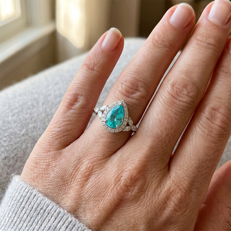VVS Reinheit Schmuckstein-Ring – Paraiba-Turmalin 2,25 Karat 14K