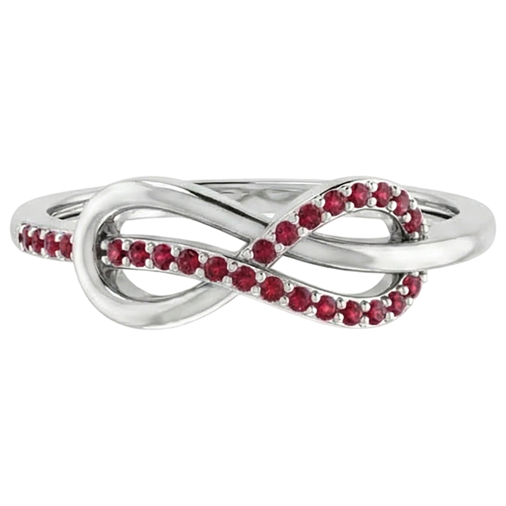 Verdrehter Rubin Infinity Ring Weißgold 14K 1,25 Karat