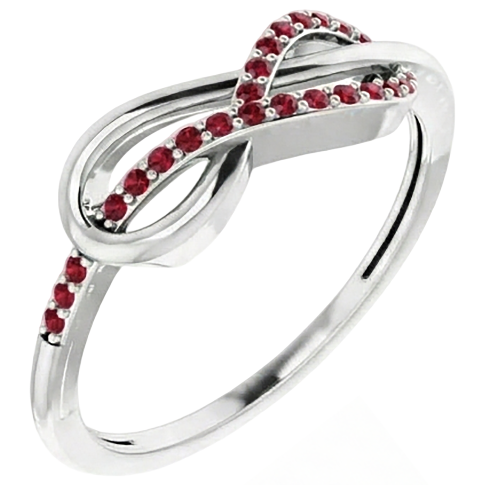 Verdrehter Rubin Infinity Ring Weißgold 14K 1,25 Karat