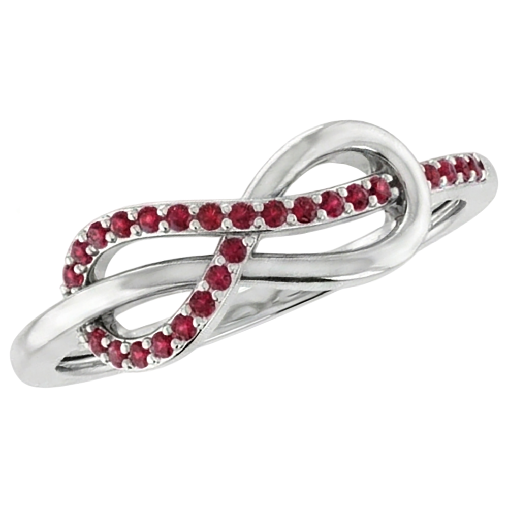 Verdrehter Rubin Infinity Ring Weißgold 14K 1,25 Karat