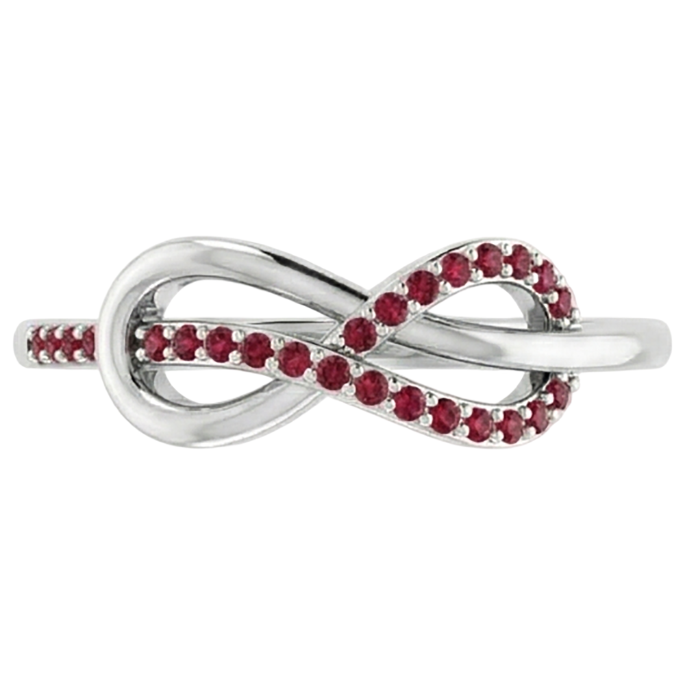 Verdrehter Rubin Infinity Ring Weißgold 14K 1,25 Karat