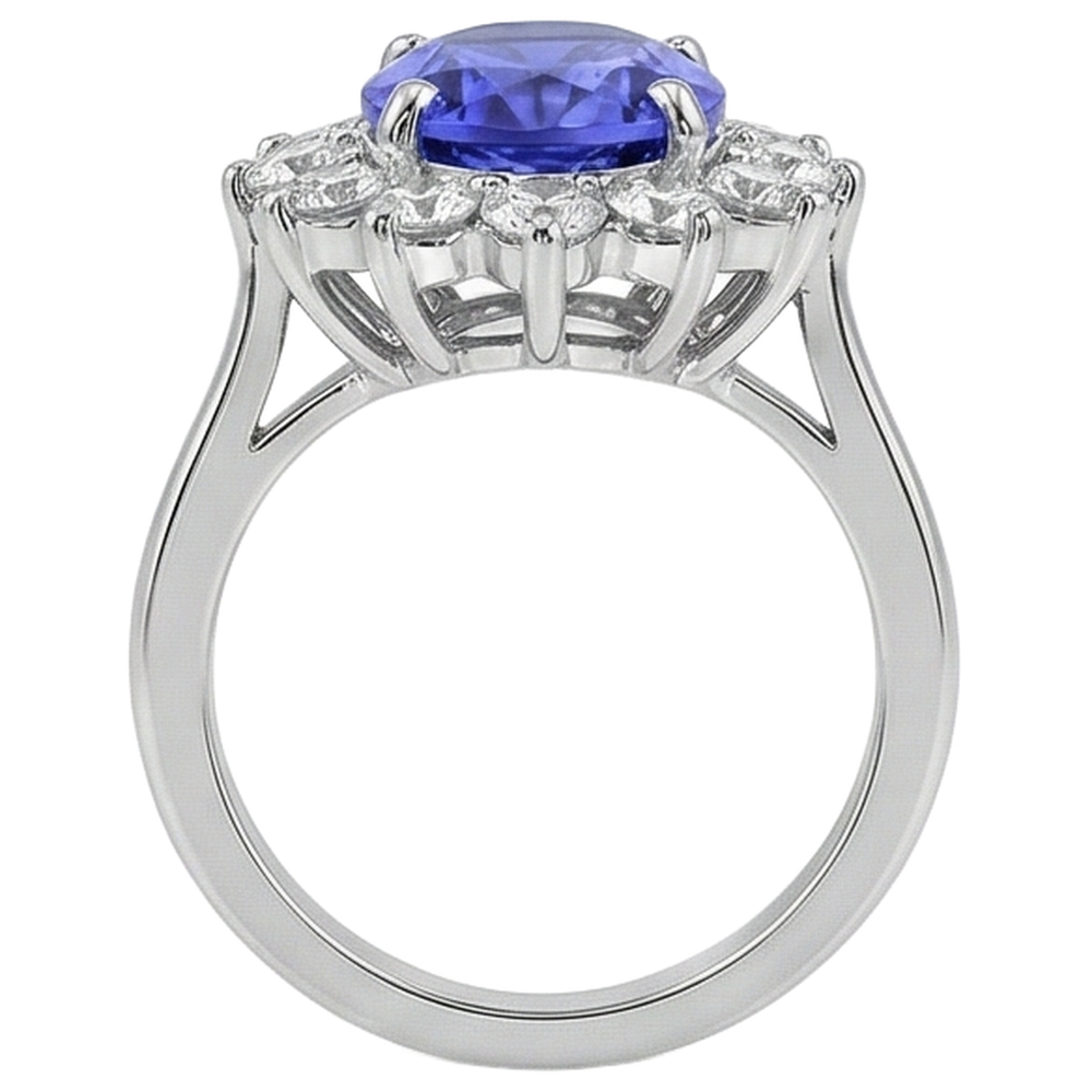 echter oval diamant 3.75Karat ring mit Diamantbesatz