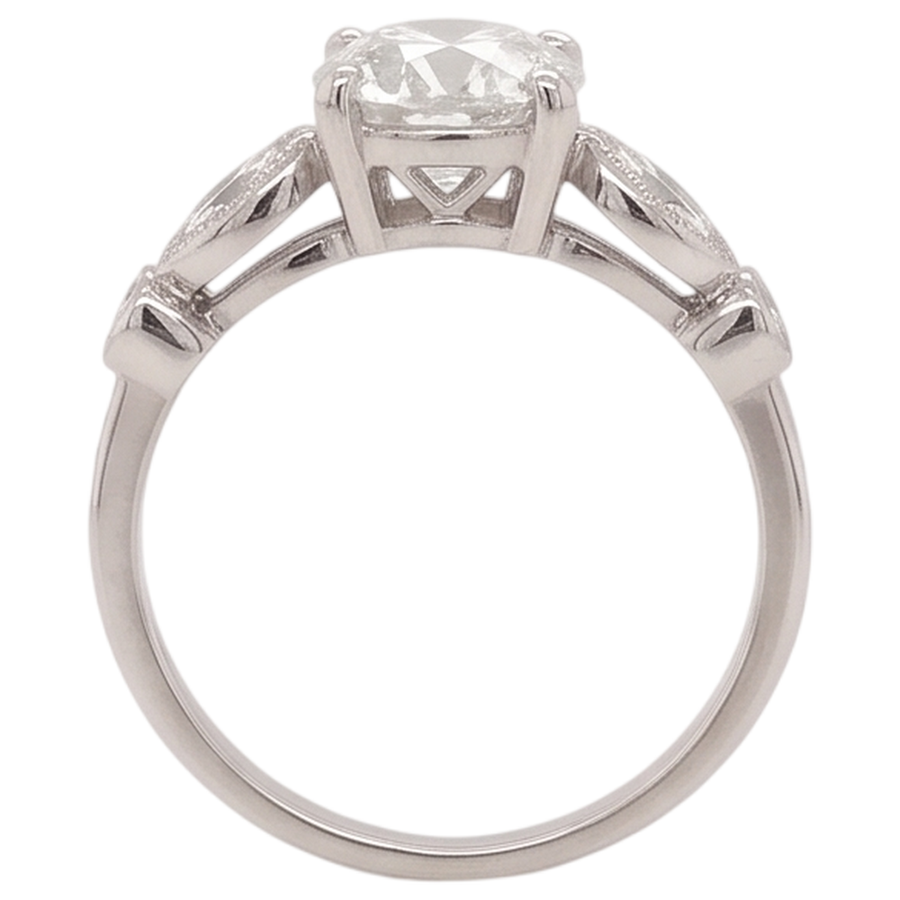 Verlobungsring Echt Diamant 2,25 Karat Akzentuiert Rund & Marquise Schliff