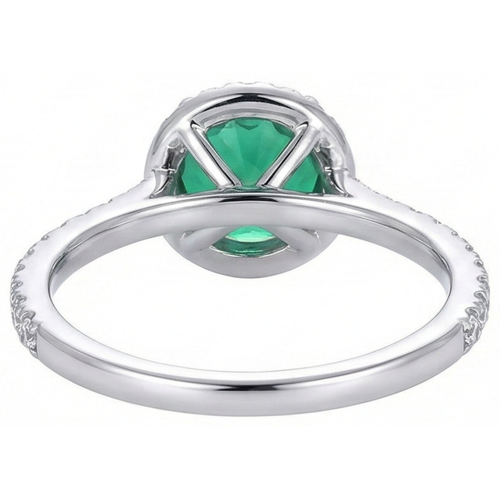 Verlobungsring Grüner Smaragd Diamant im Rundschliff Weißgold 14K 5 Ct