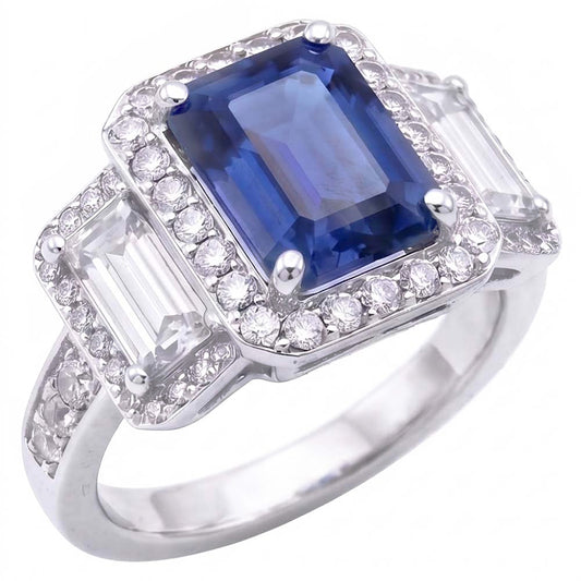 Verlobungsring Mit Saphir Und Natürlicher Diamant ( nicht im Labor gezüchtet )en