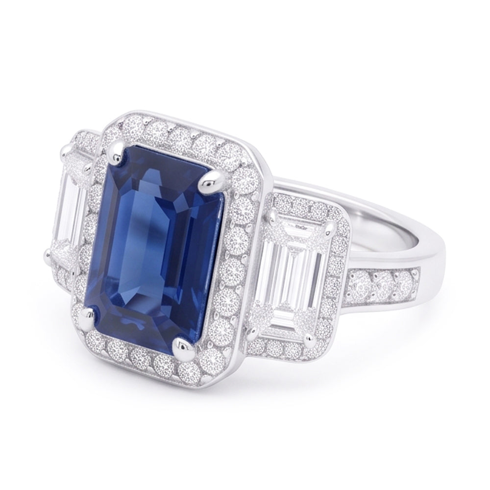 Verlobungsring Mit Saphir Und Natürlicher Diamant ( nicht im Labor gezüchtet )en