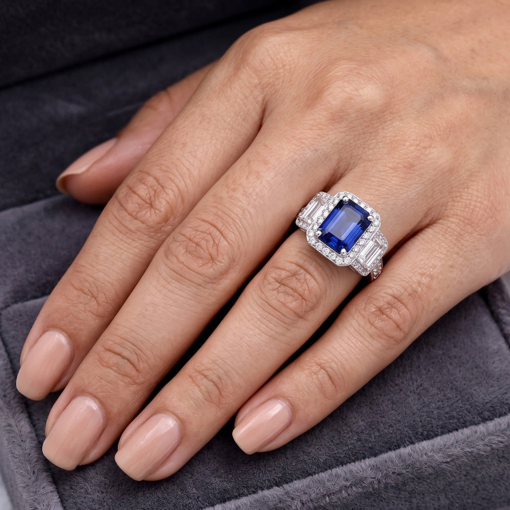 Verlobungsring Mit Saphir Und Natürlicher Diamant ( nicht im Labor gezüchtet )en