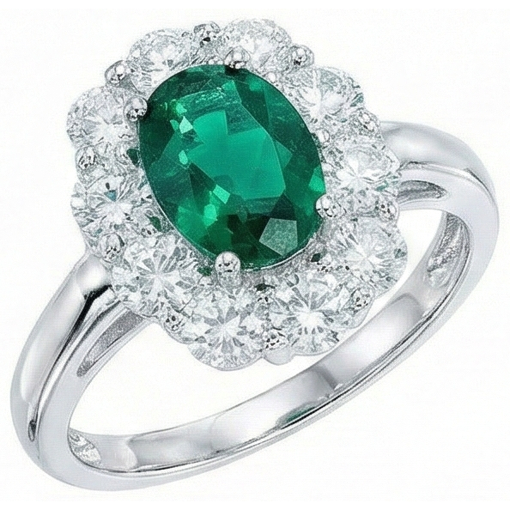 echter oval smaragd 6.5Karat ring Draufsicht