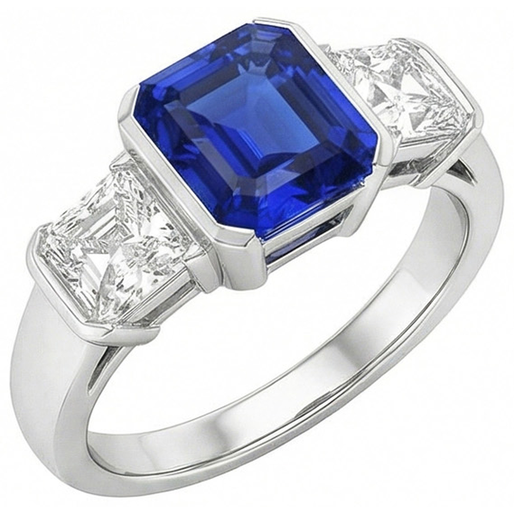 echter asscher diamant 2Karat ring Vorderansicht