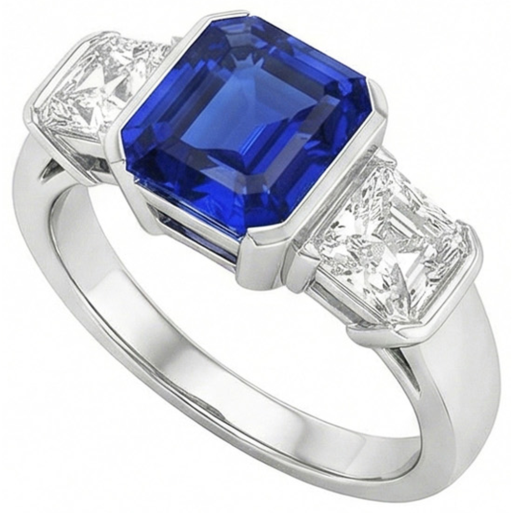echter asscher diamant 2Karat ring Detailansicht
