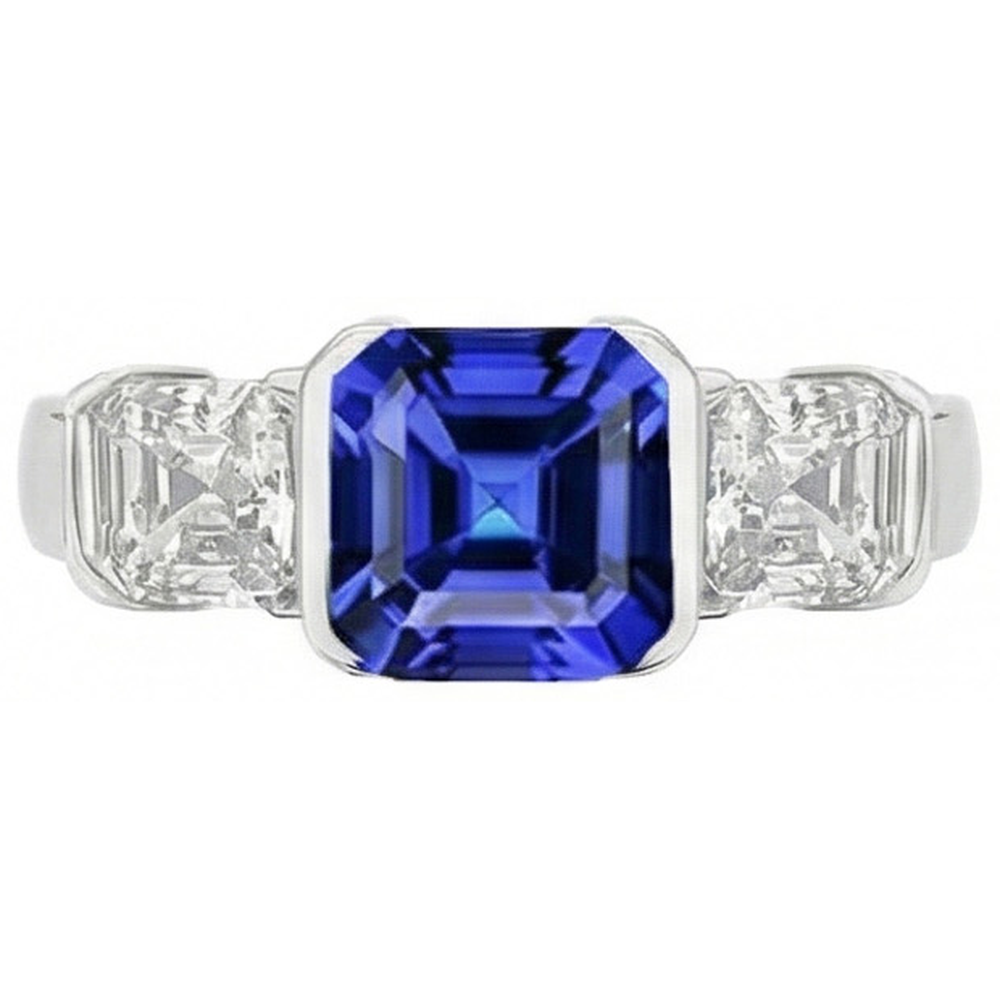 echter asscher diamant 2Karat ring Seitenansicht
