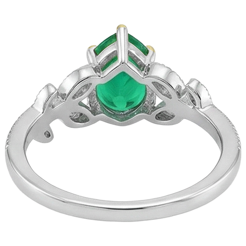 Farbstein-Ring Bicolor 14K Gold mit Edler Smaragd – Rückansicht