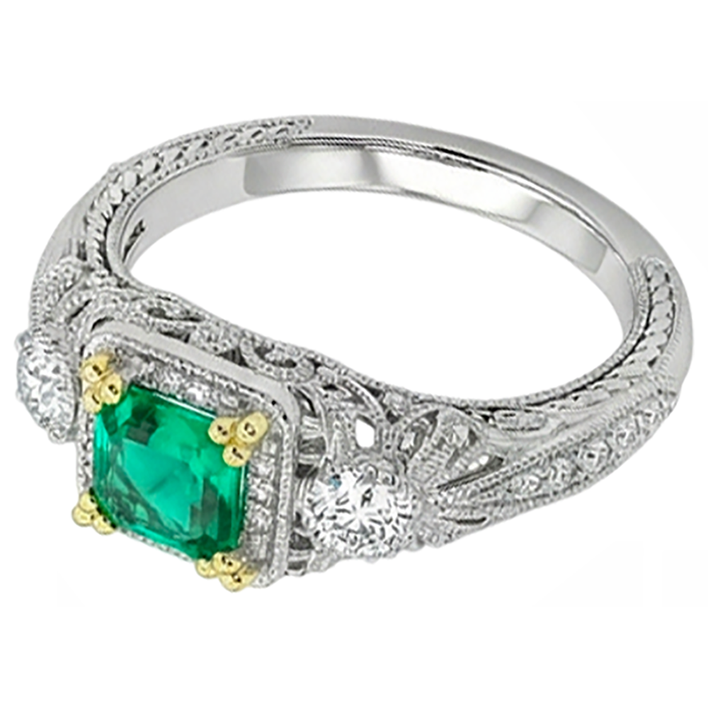 Erdgewonnener Edler Smaragd Schmuckstein-Ring – Seitenansicht