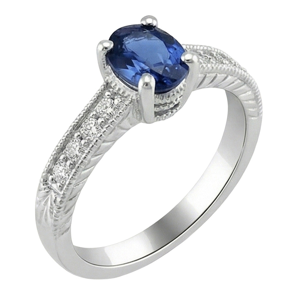echter oval saphir 2Karat ring Vorderansicht