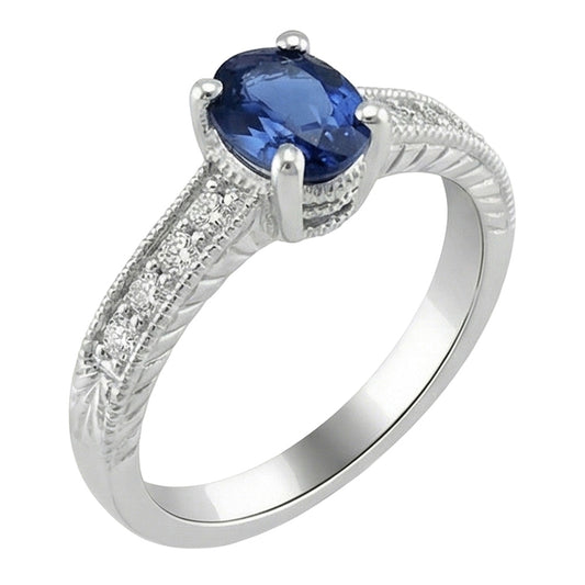 echter oval saphir 2Karat ring Vorderansicht