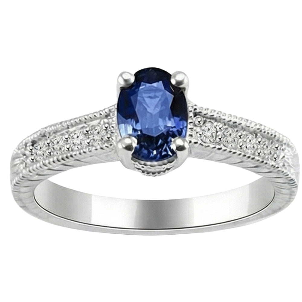 echter oval saphir 2Karat ring Seitenansicht