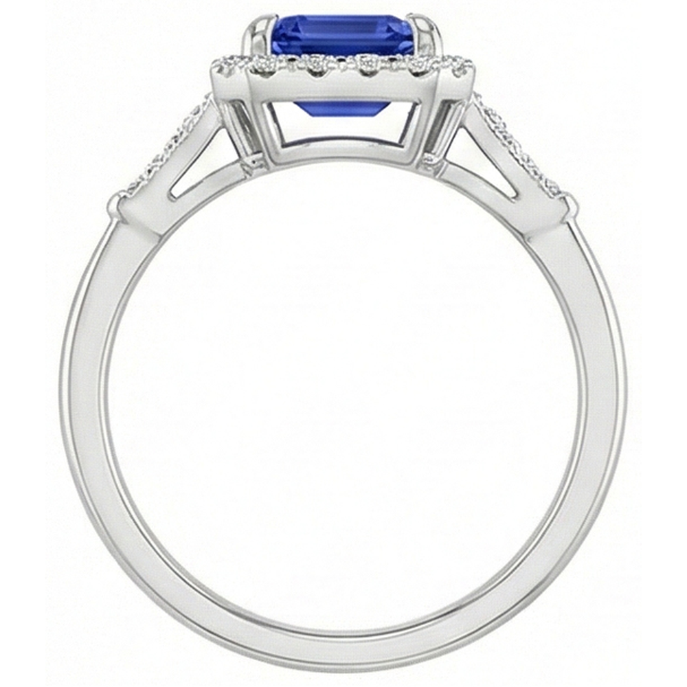 Vintage Stil Halo Ring Smaragd Ceylon Saphir & Diamant 4,25 Karat