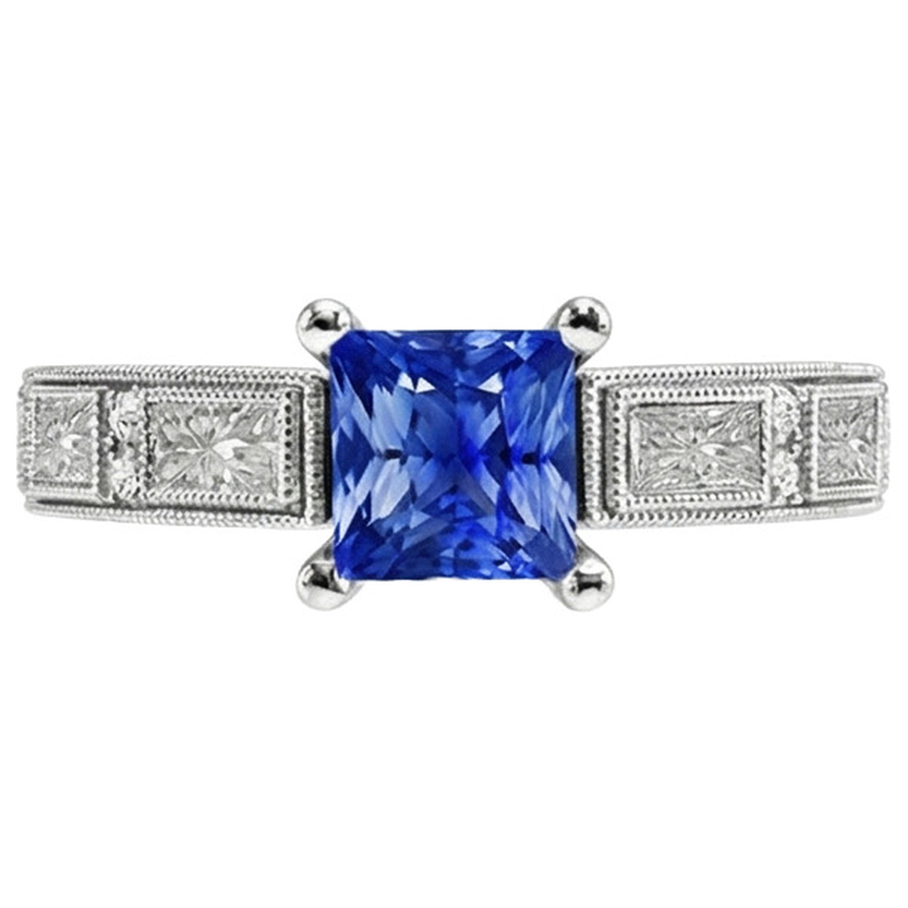 echter princess diamant 5.50Karat ring Seitenansicht