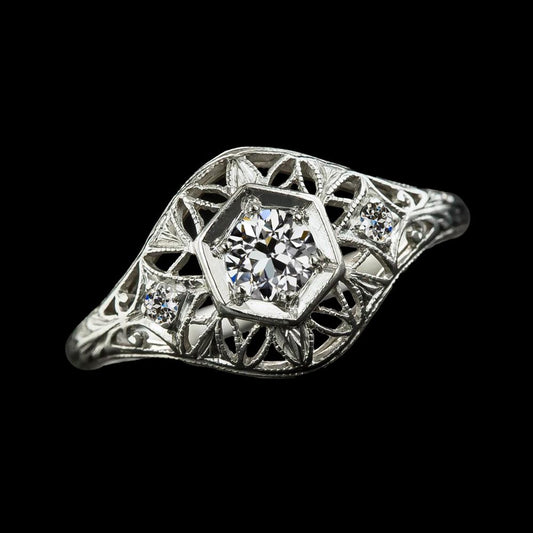 Vintage-Stil 3 Steine Ring Old Cut Runder Echt Diamant 1,50 Karat Milgrain