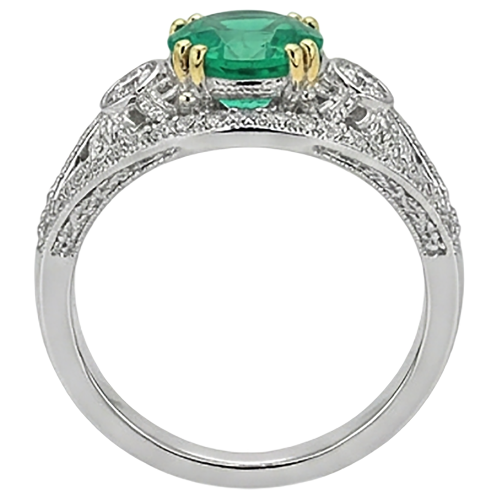 Authentischer Edler Smaragd Schmuckstein-Ring – Draufsicht