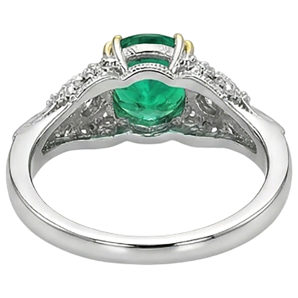 Authentischer Edler Smaragd Schmuckstein-Ring – Rückansicht