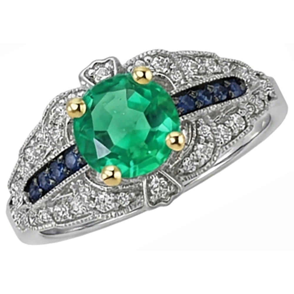 Stilvoller Kolumbianischer Smaragd Edelstein-Ring 2,50 Karat – Seitenansicht
