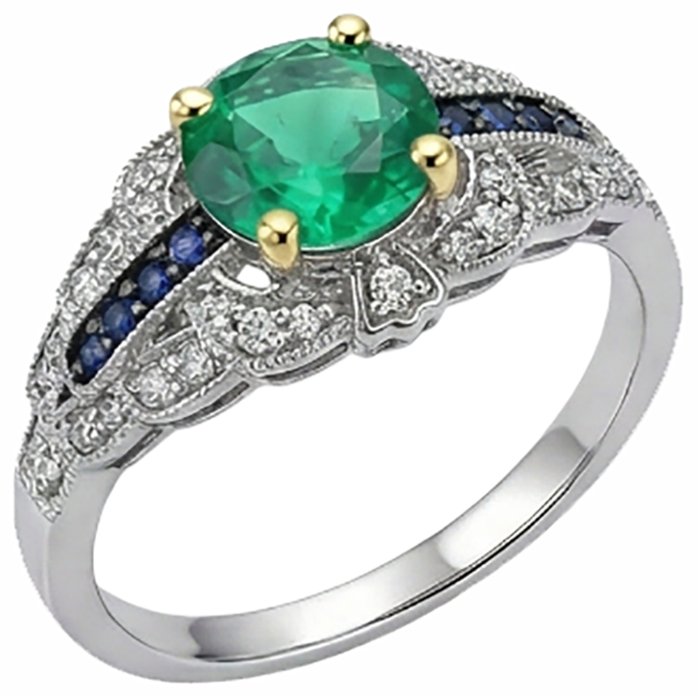 Edelstein-Ring 14K mit Kolumbianischer Smaragd – Profilansicht