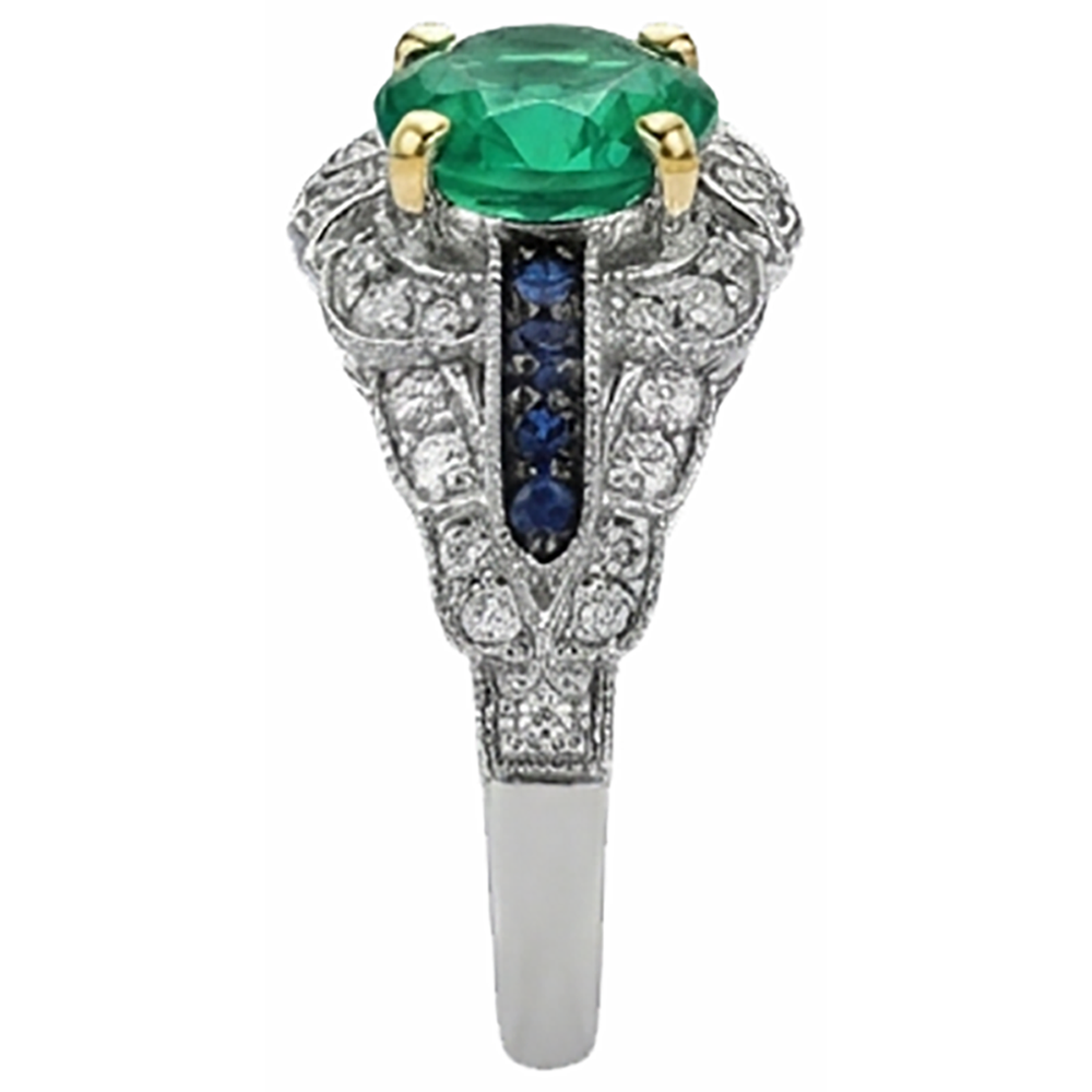 Natürlicher Kolumbianischer Smaragd Edelstein-Ring 2,50 Karat 14K – Draufsicht