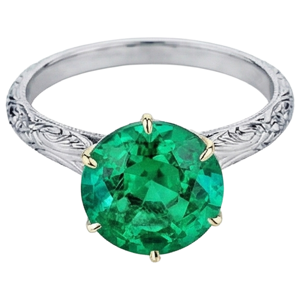 Edelstein-Ring Zweifarbiges 14K Gold mit Kolumbianischer Smaragd – Seitenansicht