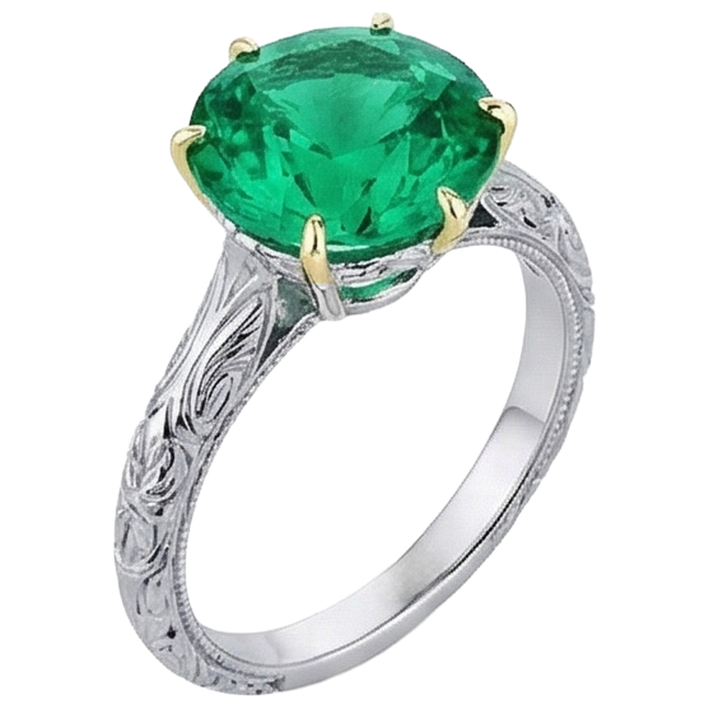 Handgefertigter Edelstein-Ring 3 Karat – Schrägansicht