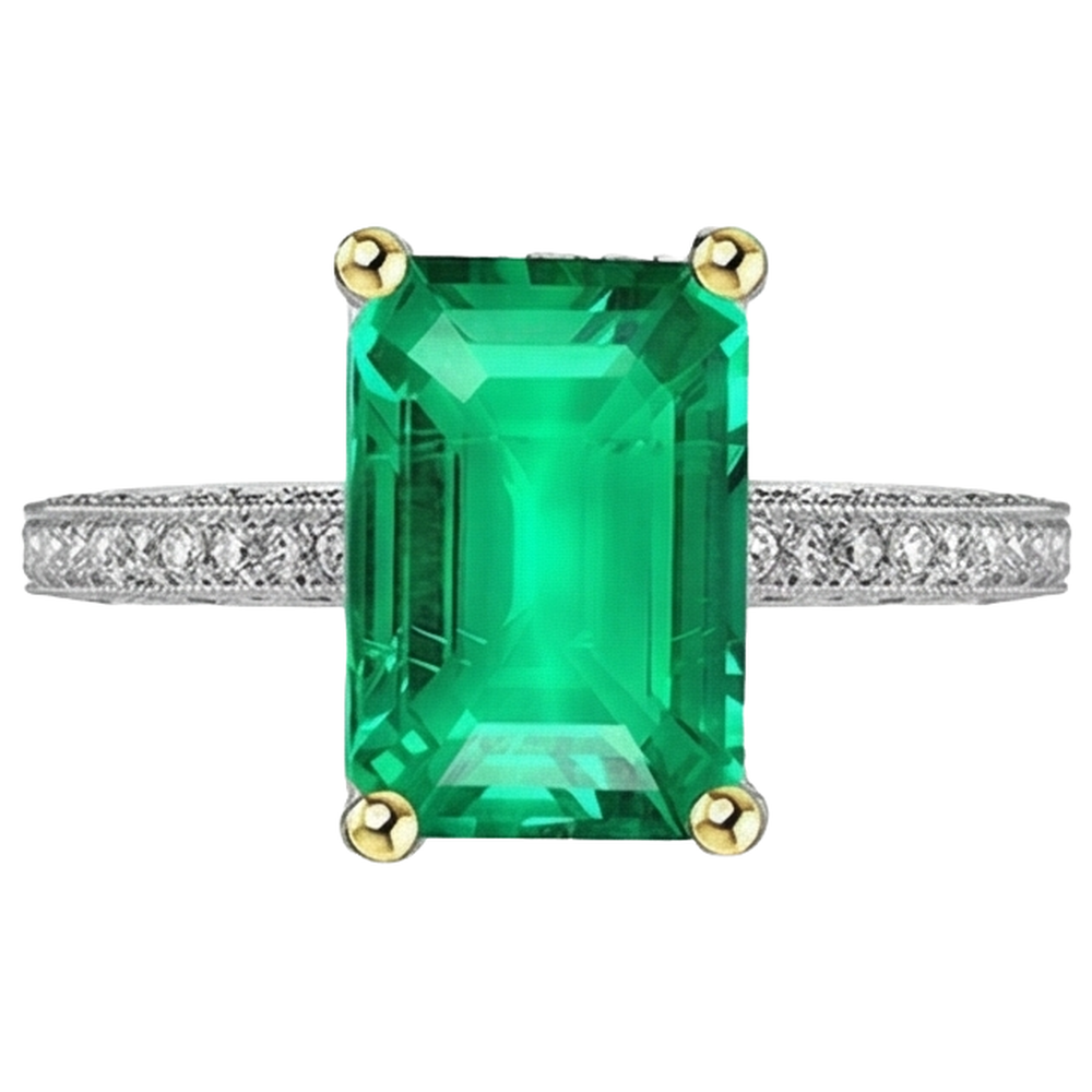 Schimmernder Edelstein-Ring 4 Karat – Schrägansicht