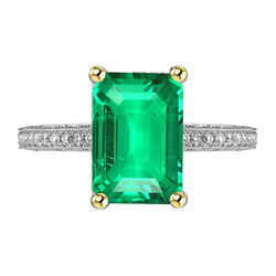 4 Karat Smaragd Edelstein-Ring in Bicolor 14K Gold
