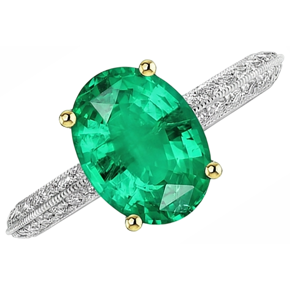 Erdgewonnener Edler Smaragd Edelstein-Ring – Seitenansicht