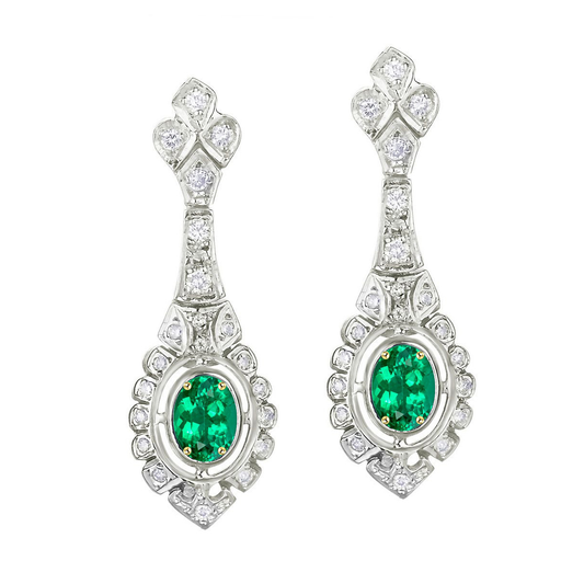 Edler Smaragd Gemstone Earring 1,50-Karat 14 Karat Zweifarbig Gold – Hauptansicht